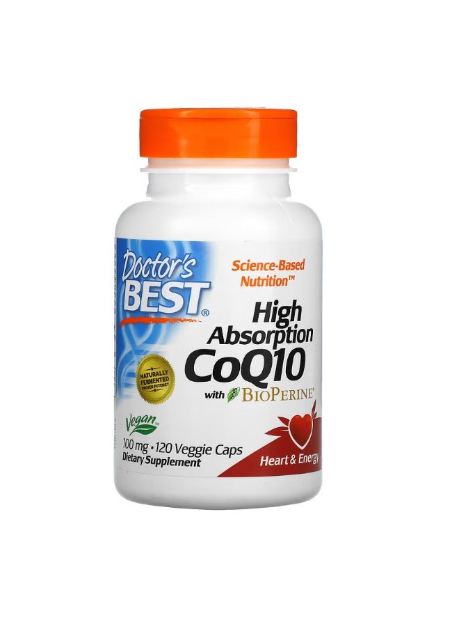 دكتورز بست High Absorption CoQ10 with BioPerine 100 mg 120 Veggie Caps - Image 1