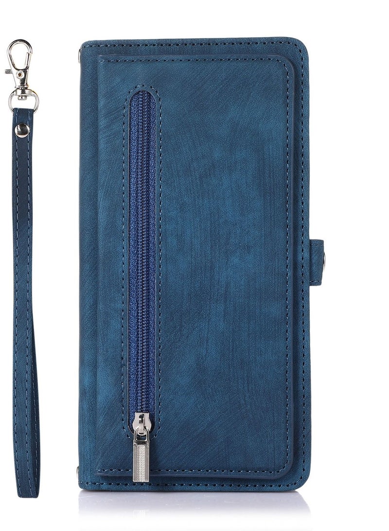 Suteni Zipped Flip Cover Card Slots Leather Phone Case for Samsung - Image 1