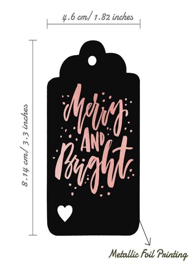 Inkdotpot Rose Gold Foil Paper Hang Tags Merry and Bright Christmas Favor Tags 50 Pieces - Image 5