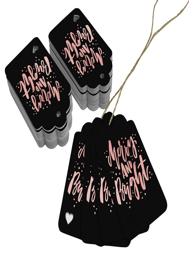 Inkdotpot Rose Gold Foil Paper Hang Tags Merry and Bright Christmas Favor Tags 50 Pieces - Image 3