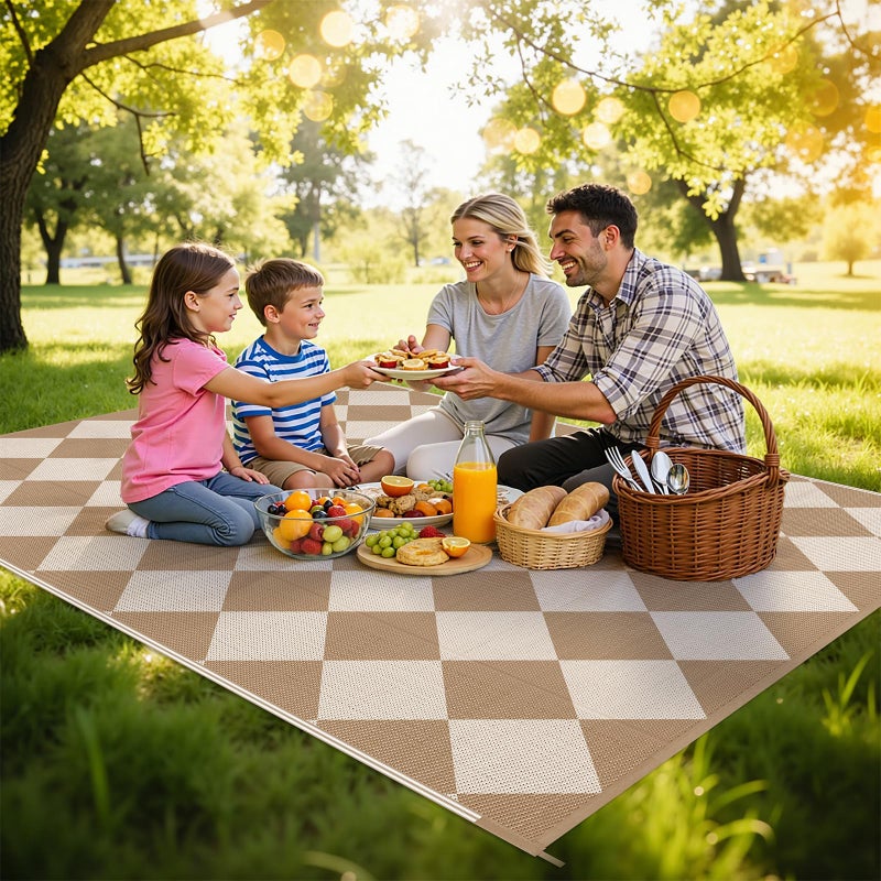 HEBE Outdoor Rug Waterproof 6x9, Checkered Plastic Straw Rug RV Camping Rug, Reversible Outdoor Patio Mat Clearance, Outside Carpet for Porch,Deck,Camper,Balcony - Image 3