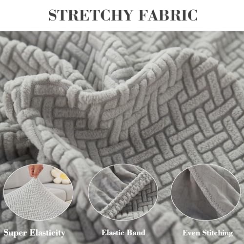Disayu Magic Sofa Covers Couch Covers 2024 New Couch Cushion Covers Universal Sofa Covers Washable Stretch Slipcovers for Sectional Sofa (Texture Light Gray,Large Single Seat Cover) - Image 5
