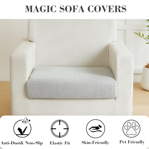 Disayu Magic Sofa Covers Couch Covers 2024 New Couch Cushion Covers Universal Sofa Covers Washable Stretch Slipcovers for Sectional Sofa (Texture Light Gray,Large Single Seat Cover) - Image 3