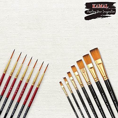 KAMAL Combo of Artist Quality Detail and Script Liner Set of 7 in Synthetic Taklon and Flat Artist Quality Painting Brush/Black Set of 7 in Synthetic - Image 5