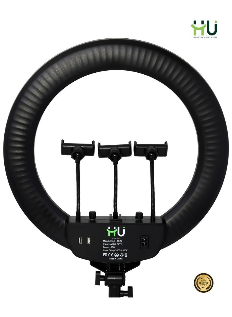 H U RGB LED Soft Ring Light 560mm – Large Ring Light with Remote Control, Dual USB Charging & 360° Rotating Pan Tilt for Makeup, Live Stream & Photography - Image 4