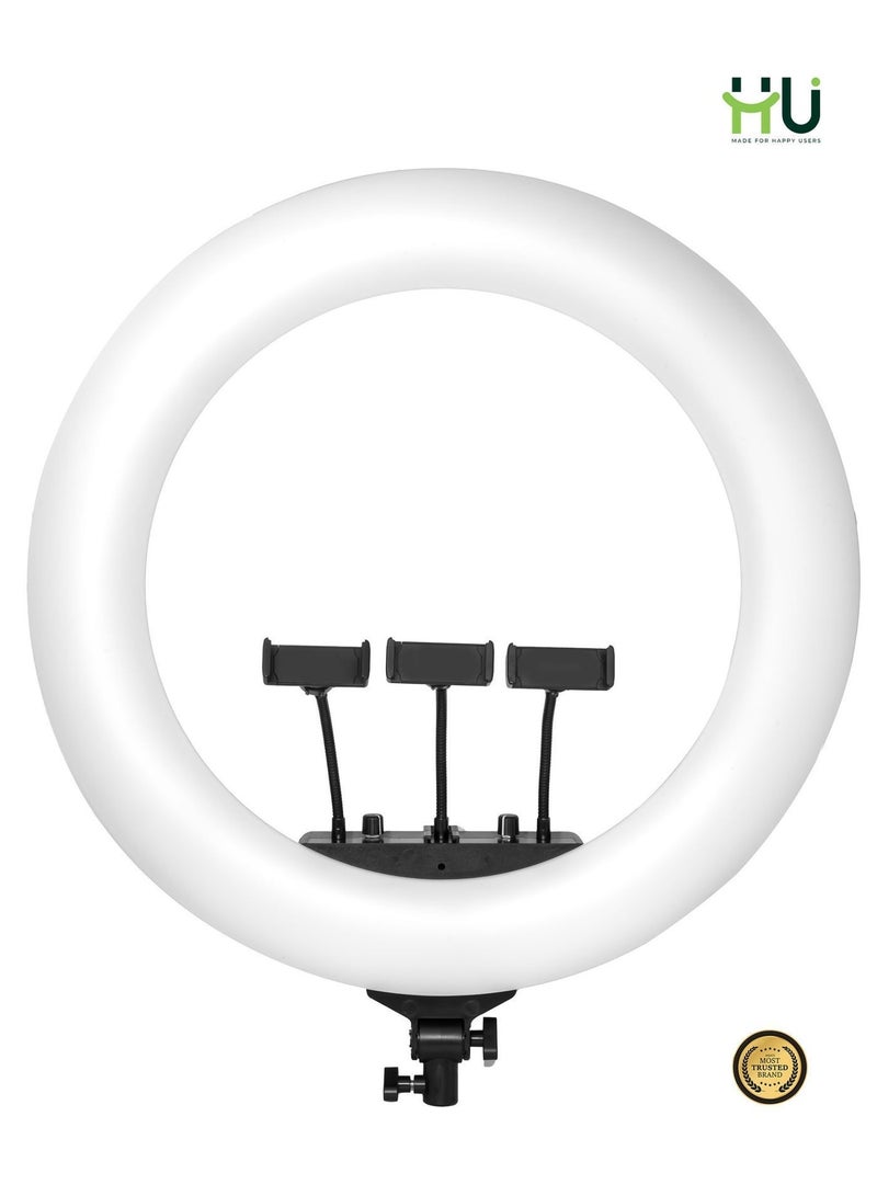 H U RGB LED Soft Ring Light 560mm – Large Ring Light with Remote Control, Dual USB Charging & 360° Rotating Pan Tilt for Makeup, Live Stream & Photography - Image 5