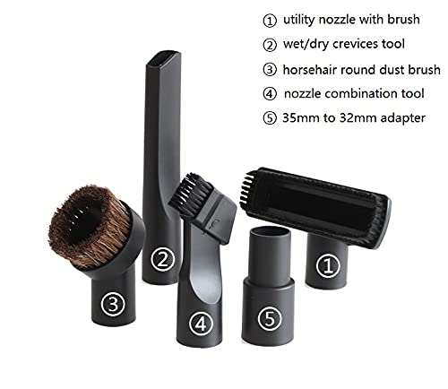 Buysk 32mm Vacuum Attachments Accessories, Vacuum Cleaning Set Brush Nozzle Crevice Tool with 35mm to 32mm Hose Adapter 5pcs - Image 2