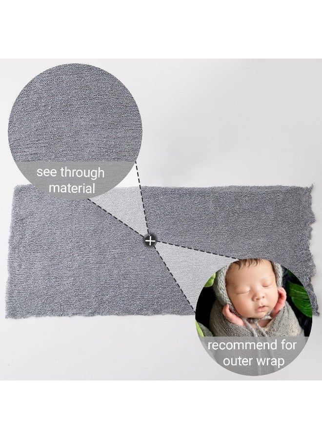 Vemonllas Newborn Baby Photography Props Outfits Hat Long Ripple Wrap Set for Boys Girls Photography (Light Gray) - Image 4