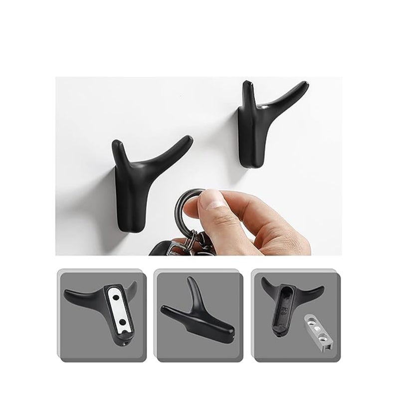 SOLARAE Hooks for Clothes Towel Hooks Coat Hook Cow Head Wall Hooks for Heavy Duty Door Hanger Towel Robe Clothes Cabinet Closet Sponges Hook for Bathroom Bedroom Kitchen Hotel Pool (4 Packs Matte Black) - Image 4