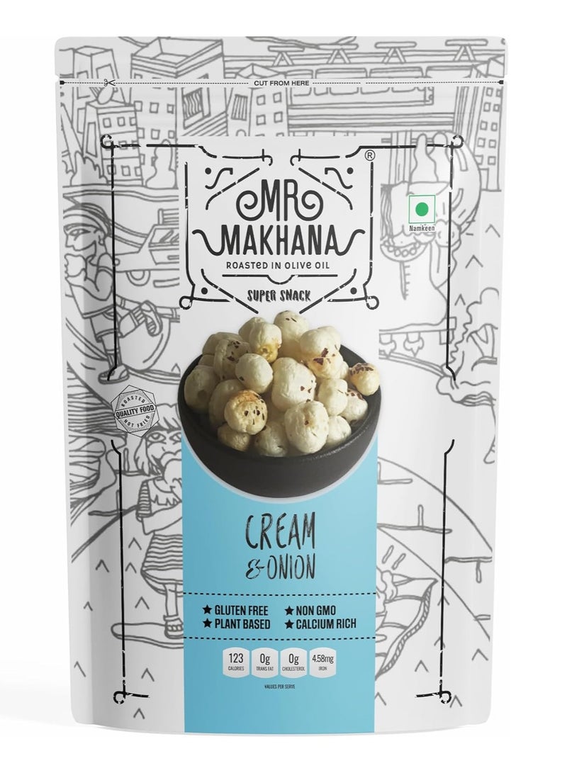 Mr Makhana Cream and Onion Popped Lotus Seed Gluten Free  25g  - Image 1