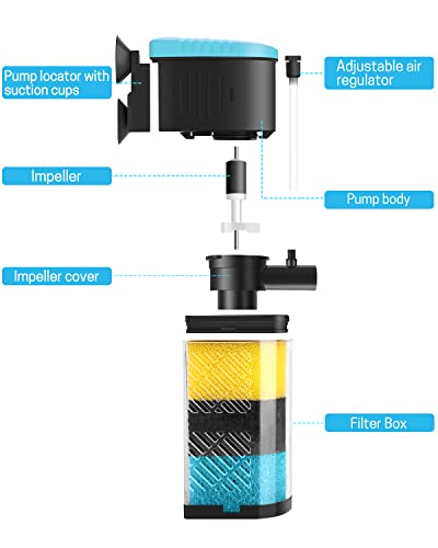 AquaMiracle Aquarium Filter 3-Stage in-Tank Filter Internal Fish Tank Filter Turtle Filter for 70-100 Gallon Fish Tanks with Dual Water Outlet & Aeration - Image 5