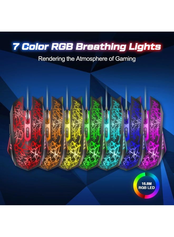 VersionTECH Wired Gaming Mouse, Computer Mouse Ergonomic Mice with 7 LED Lights RGB Backlit, 6 Programmable Buttons, 4 Adjustable DPI for Laptop PC Gamer Desktop Chromebook Mac Games-Black - Image 4