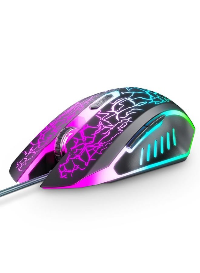 VersionTECH Wired Gaming Mouse, Computer Mouse Ergonomic Mice with 7 LED Lights RGB Backlit, 6 Programmable Buttons, 4 Adjustable DPI for Laptop PC Gamer Desktop Chromebook Mac Games-Black - Image 1