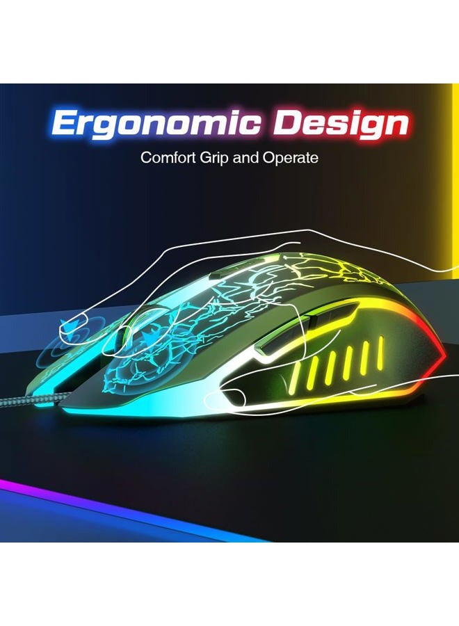 VersionTECH Wired Gaming Mouse, Computer Mouse Ergonomic Mice with 7 LED Lights RGB Backlit, 6 Programmable Buttons, 4 Adjustable DPI for Laptop PC Gamer Desktop Chromebook Mac Games-Black - Image 3