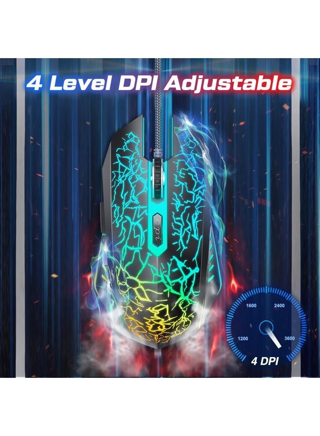 VersionTECH Wired Gaming Mouse, Computer Mouse Ergonomic Mice with 7 LED Lights RGB Backlit, 6 Programmable Buttons, 4 Adjustable DPI for Laptop PC Gamer Desktop Chromebook Mac Games-Black - Image 2