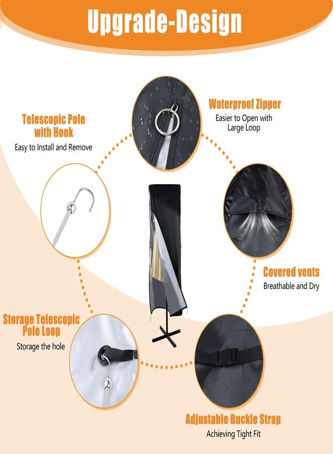 DOCEPERT Patio Umbrella Cover, 420D Waterproof Oxford, Fits Double-Sided Umbrella 13-15 ft, Black, Waterproof, Cotton, Garden Umbrella Cover - Image 3
