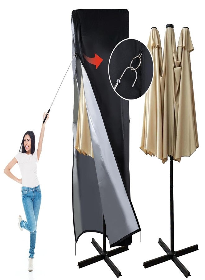 DOCEPERT Patio Umbrella Cover, 420D Waterproof Oxford, Fits Double-Sided Umbrella 13-15 ft, Black, Waterproof, Cotton, Garden Umbrella Cover - Image 1