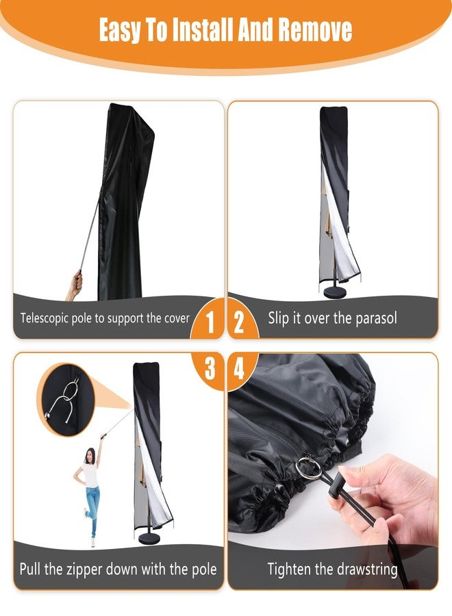 DOCEPERT Patio Umbrella Cover, 420D Waterproof Oxford, Fits Double-Sided Umbrella 13-15 ft, Black, Waterproof, Cotton, Garden Umbrella Cover - Image 5