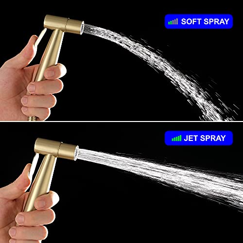 SHAMANDA Handheld Bidet Sprayer for Toilet, Stainless Steel Baby Cloth Diaper Sprayer Kit, Bathroom Toilet Bidet Attachment Set for Bathing Pets Feminine Hygiene, Brushed Gold BDS01-3 - Image 3