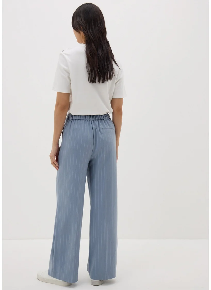 Matalan Et Vous Blue Pinstripe Wide Leg Trousers
