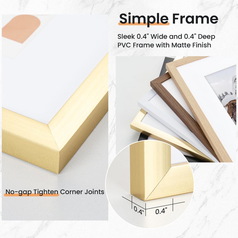 Venusmiles 5x7 inch Picture Frame  5x7 Photo Frames with 4x6 Removable Mat - High Definition Plexiglass - Vertical and Horizontal Display - Wall Hanging Frame - Gold  3 Pack - Image 5