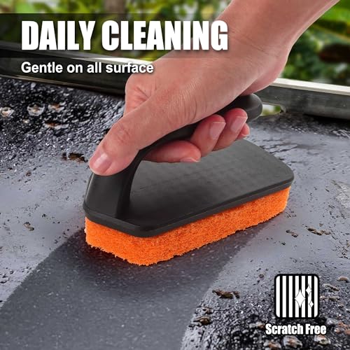 GRILLART Griddle Cleaning Kit for Blackstone, Flat Top Grill Cleaning Kit with Grill Stone, Griddle Scraper, Scouring Pad and Handles, Multifunctional Griddle Accessories for Rusty Grills, Orange - Image 3