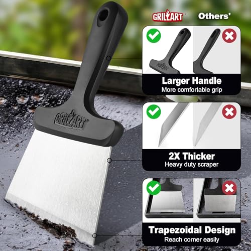 GRILLART Griddle Cleaning Kit for Blackstone, Flat Top Grill Cleaning Kit with Grill Stone, Griddle Scraper, Scouring Pad and Handles, Multifunctional Griddle Accessories for Rusty Grills, Orange - Image 5