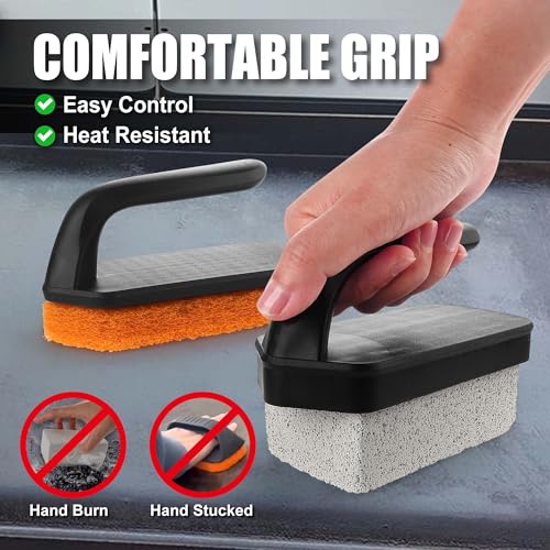 GRILLART Griddle Cleaning Kit for Blackstone, Flat Top Grill Cleaning Kit with Grill Stone, Griddle Scraper, Scouring Pad and Handles, Multifunctional Griddle Accessories for Rusty Grills, Orange - Image 4