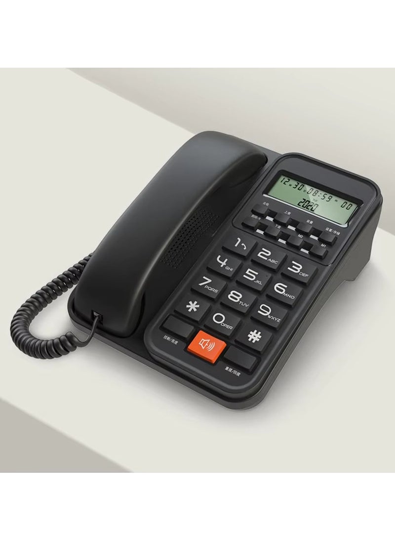 REFURA Large Button Corded Telephone, Wired Home Desktop Landline Phone with Caller ID, Handsfree Speakerphone, LED Screen, 2 Fast Dial Black RE-223 - Image 2