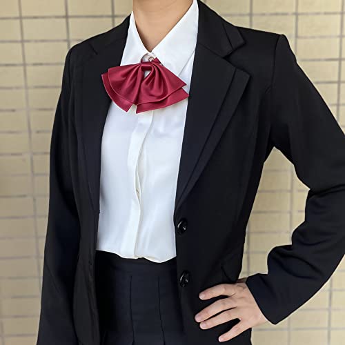 SYAYA Silk Women Casual Bow Tie, Pre-Tied Japanese kawaii School Girl Uniform Anime Bowtie For Lolita Floppy Necktie FWBT-1 (Burgundy) - Image 2