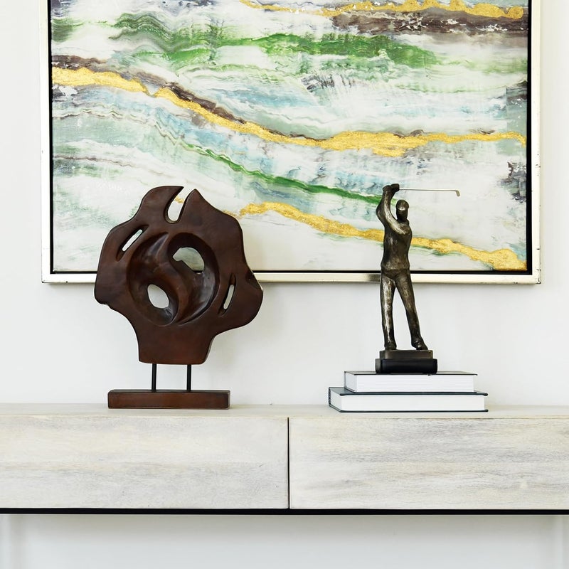 WELLAND Teak Abstract Handmade Sculpture Live Edge Home Decor Statue 10 Lx35 Wx1225 H - Image 5