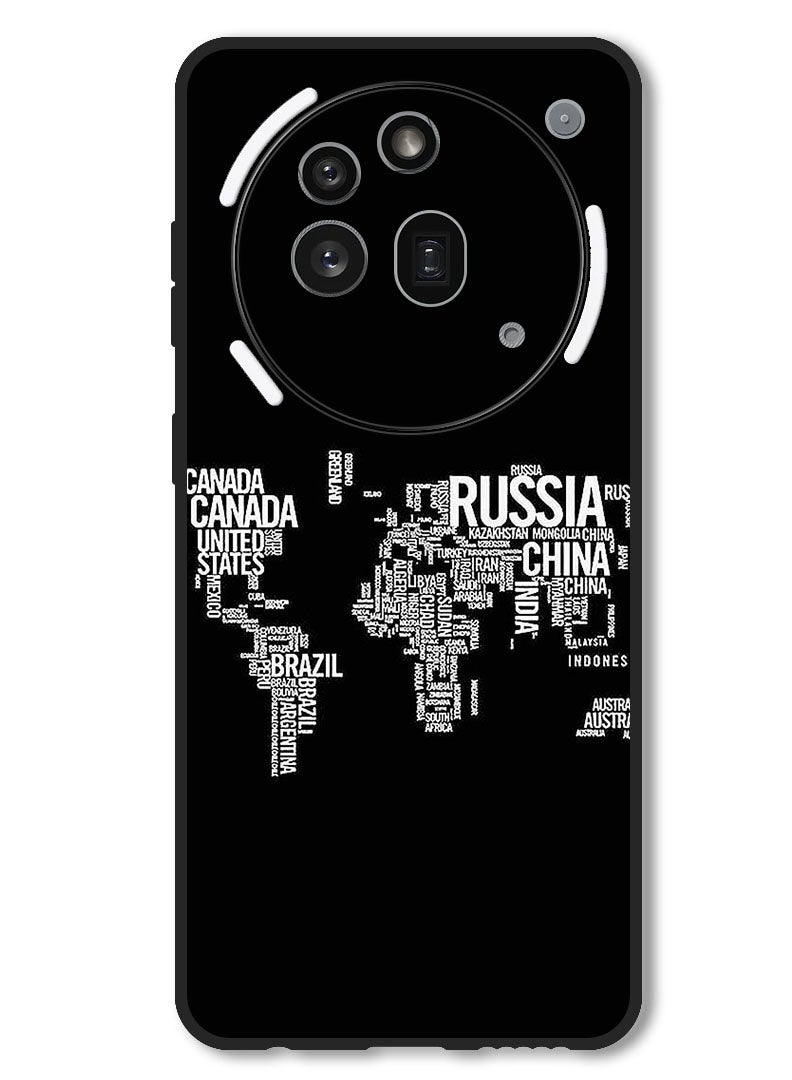 Theodor Case Compatible with Nothing Phone 3a Pro Protection Shockproof Bumper Cover Written World Map - Image 1