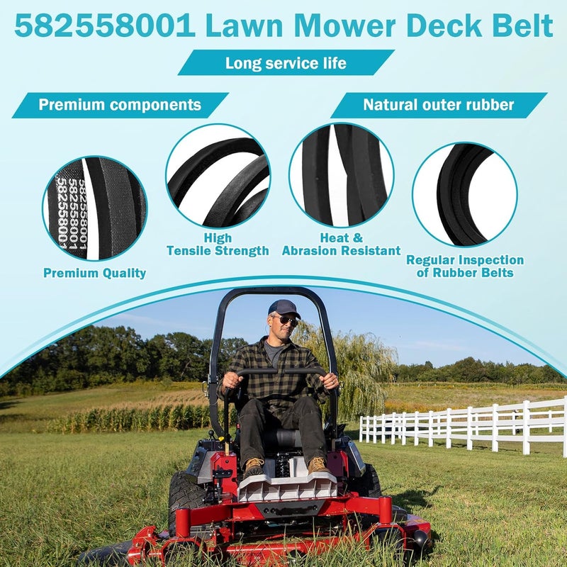 Earthtec 582558001 Replacement for Husqvarna Z248F 48 Inch Zero Turn Mower RedMax RZT48 Jonsered Z48F Lawn Mower Deck Belt 147 1/4" L x 5/8" W - Image 3