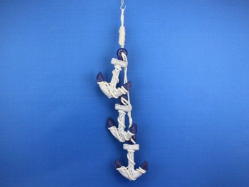 Hampton Nautical Wooden Rustic Blue Triple Anchor Set, 7" - Image 4