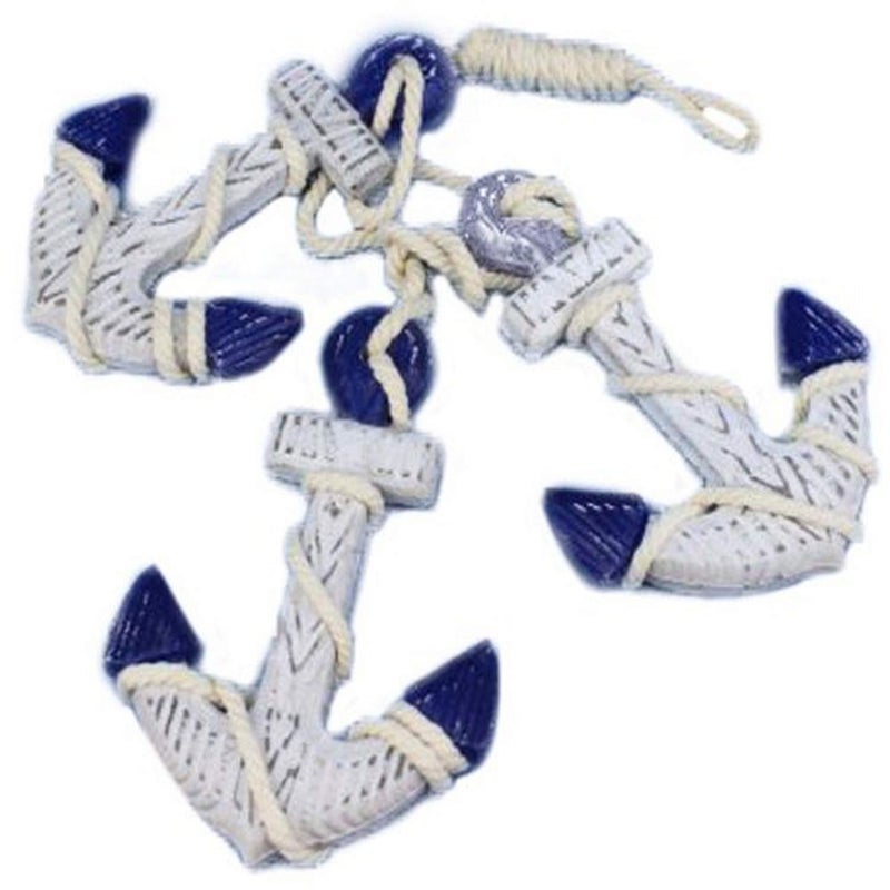 Hampton Nautical Wooden Rustic Blue Triple Anchor Set, 7" - Image 5