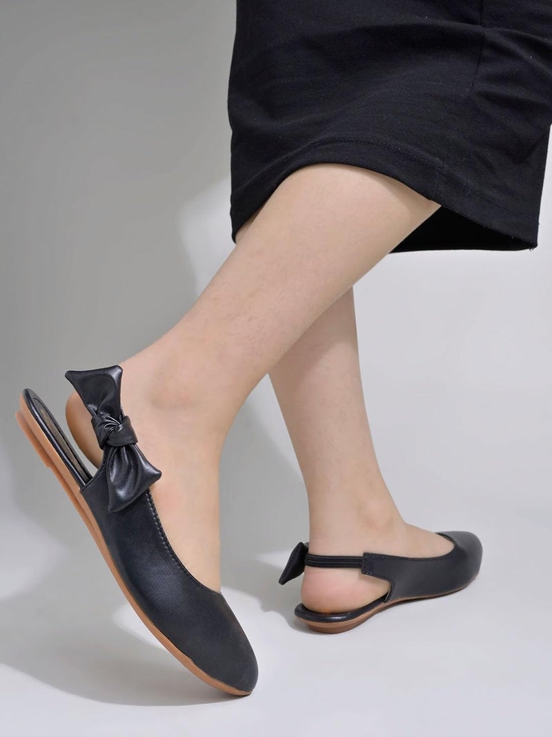 Shoetopia Women's  Pointed Toe Flats with Side Bow Stylish & Comfortable ||Slingback Ballet Shoes for Casual & Party Footwear - Image 3