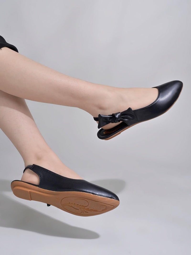 Shoetopia Women's  Pointed Toe Flats with Side Bow Stylish & Comfortable ||Slingback Ballet Shoes for Casual & Party Footwear - Image 1