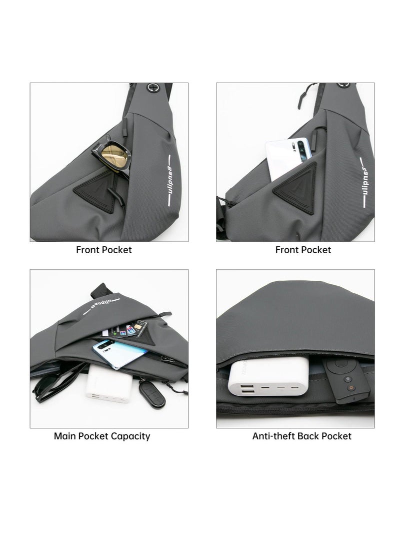 Generic Sling Bag Man Bag Crossbody, Mens Shoulder Crossbody Chest Bag Classic Sling Slim Backpack Multipurpose Daypack Left-hand - Image 2