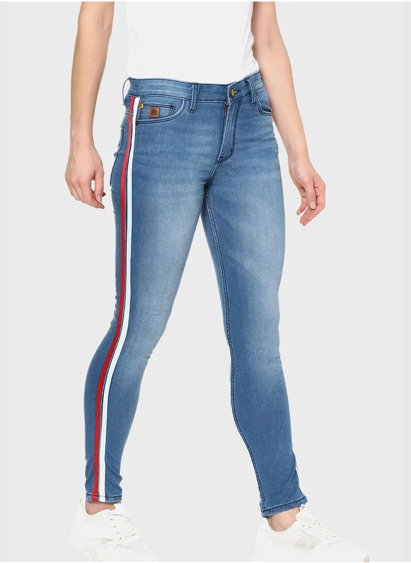 Campus Sutra Jeans with Side Stripes