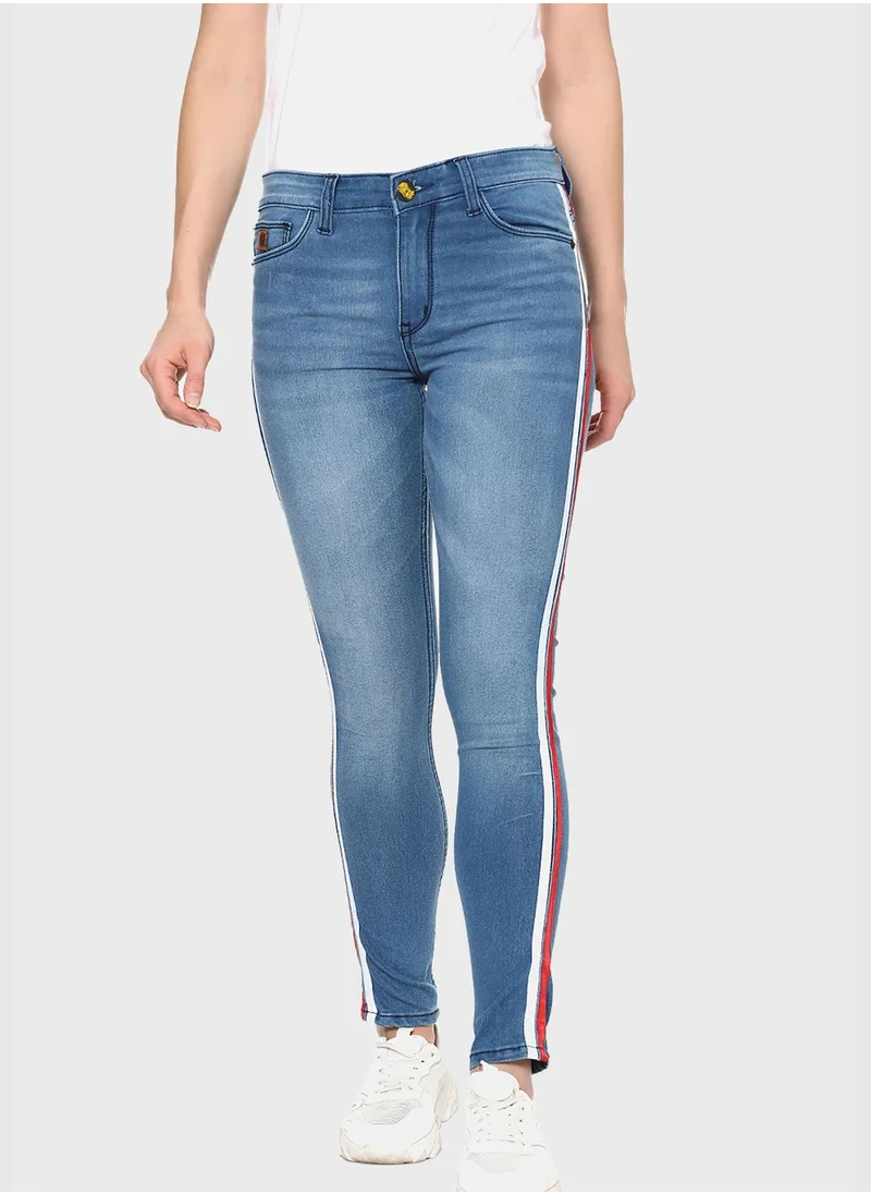 Campus Sutra Jeans with Side Stripes