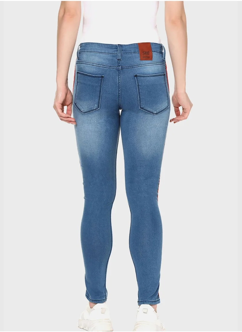 Campus Sutra Jeans with Side Stripes
