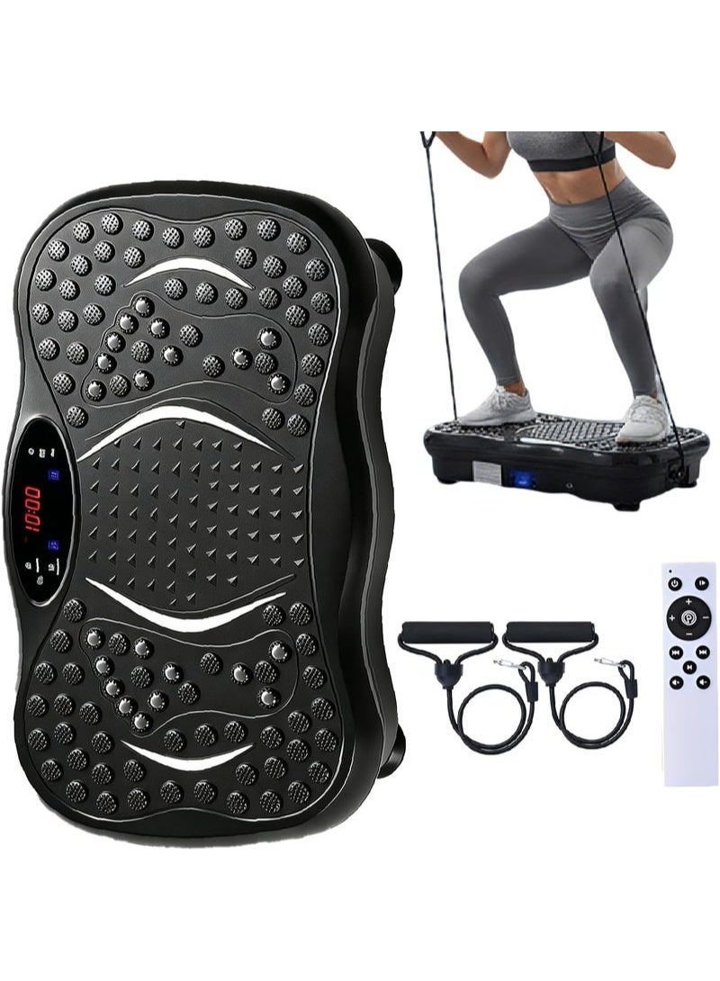 ELTRAZONE Portable Vibration Plate Exercise Machine with Resistance Bands, Digital LED Display & Remote Control - Compact Whole Body Trainer - Image 1