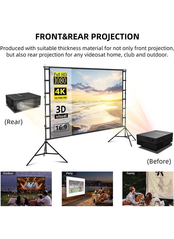 JCB CHIC - Projector Screen with Stand 120 Inch upgrade Portable Projection Screen, 16:9 4K HD Projection Movie Screen for Indoor Our Home Theater Backyard Backyard Cinema Travel - Image 1