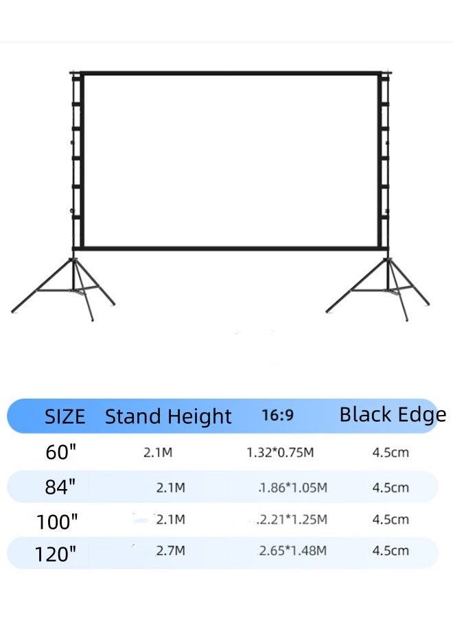 JCB CHIC - Projector Screen with Stand 120 Inch upgrade Portable Projection Screen, 16:9 4K HD Projection Movie Screen for Indoor Our Home Theater Backyard Backyard Cinema Travel - Image 1