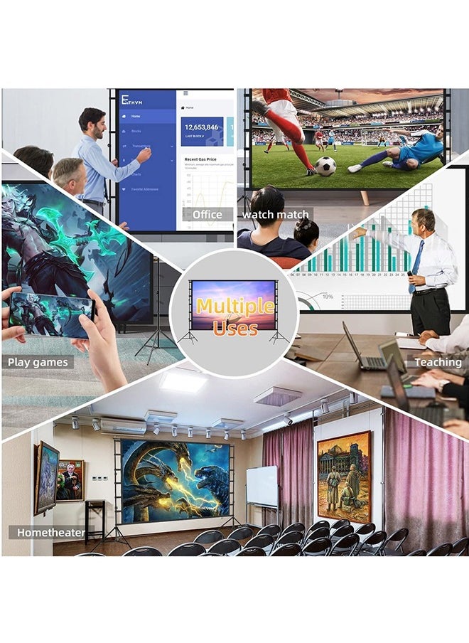 JCB CHIC - Projector Screen with Stand 120 Inch upgrade Portable Projection Screen, 16:9 4K HD Projection Movie Screen for Indoor Our Home Theater Backyard Backyard Cinema Travel - Image 1