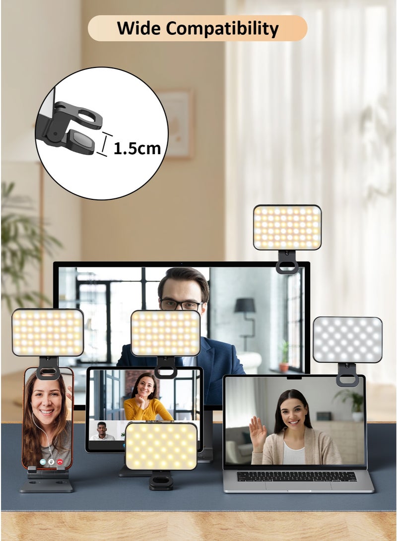 TONEOF 60 LED Portable Selfie Light, Rechargeable Phone Light with Clip, USB-C Charging, 3000-6500K 3 Light Modes, 10 Levels of Brightness, Clip-on Light for Phone/Tablet/Laptop - Image 3