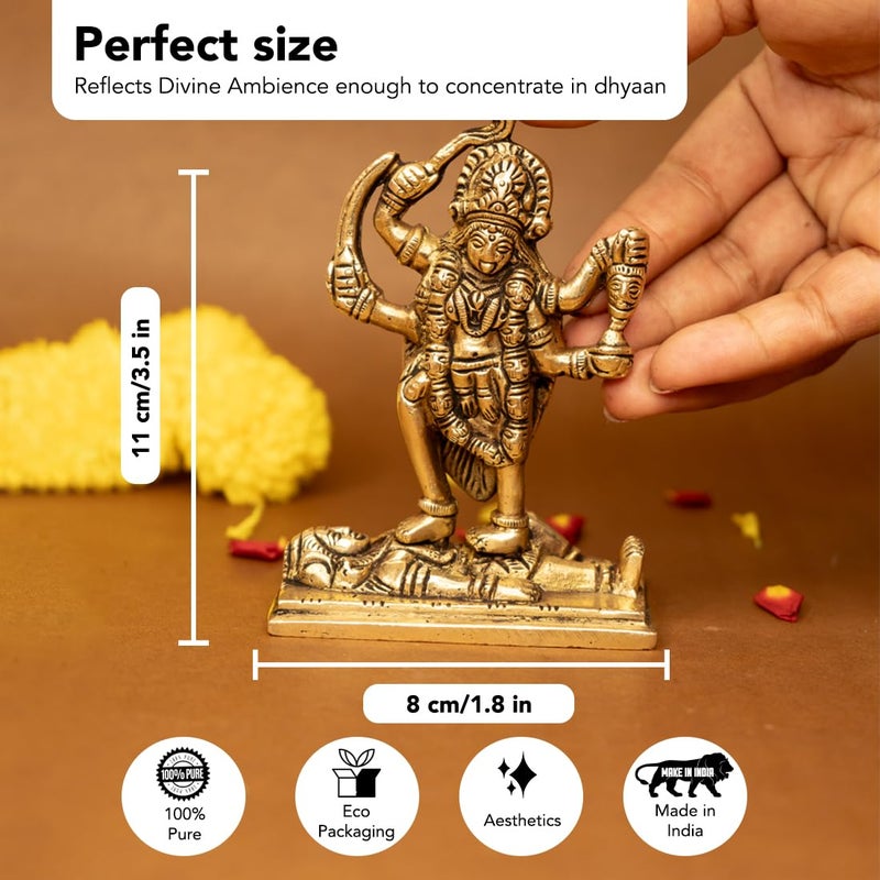 Ekhasa 100% Pure Brass MATA Rani Murti (Size: 11 cm) | Kali Maa Idol for Car Dashboard, Pooja Room, Home Decor & Office Desk | Maa Kaali Goddess Idol | Kali MATA Murti for Home - Image 2
