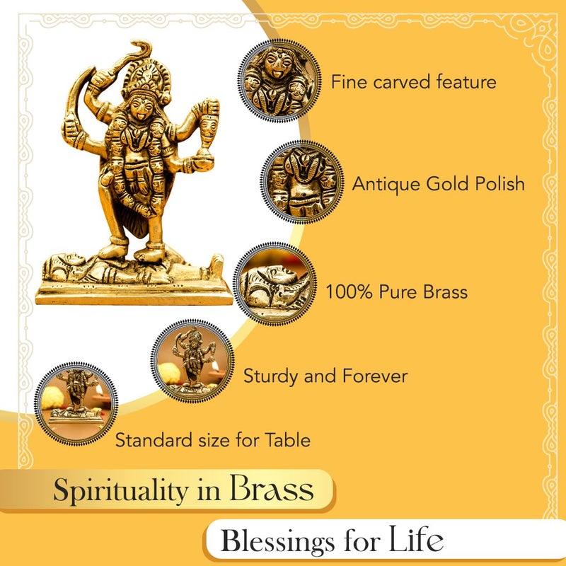 Ekhasa 100% Pure Brass MATA Rani Murti (Size: 11 cm) | Kali Maa Idol for Car Dashboard, Pooja Room, Home Decor & Office Desk | Maa Kaali Goddess Idol | Kali MATA Murti for Home - Image 3
