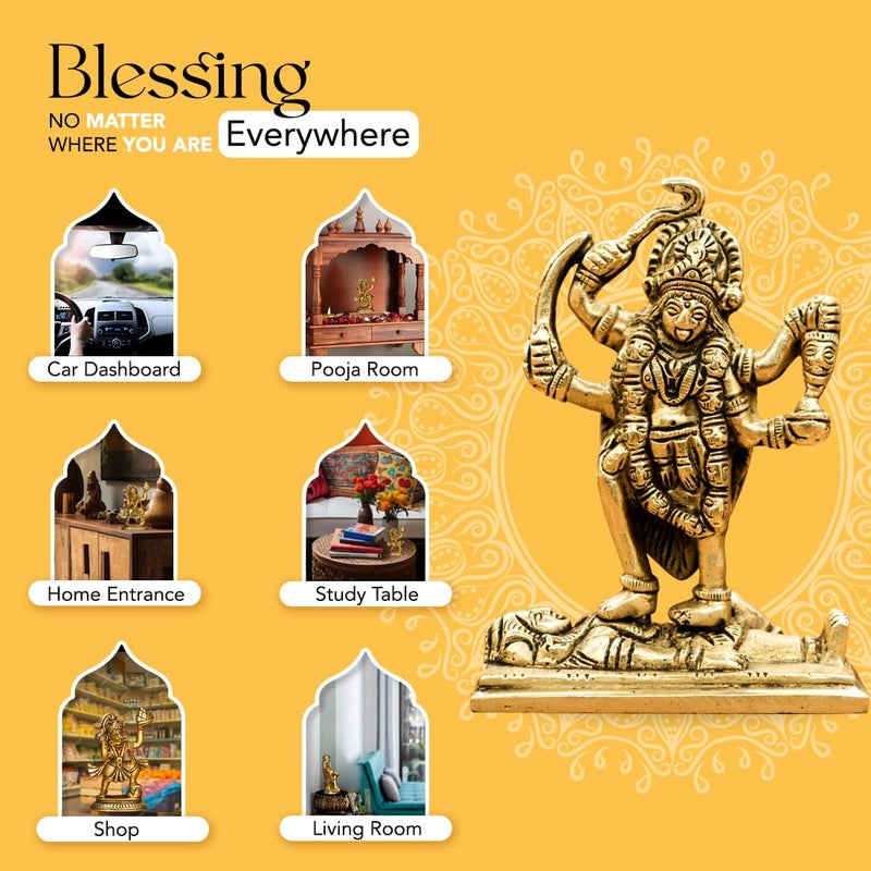 Ekhasa 100% Pure Brass MATA Rani Murti (Size: 11 cm) | Kali Maa Idol for Car Dashboard, Pooja Room, Home Decor & Office Desk | Maa Kaali Goddess Idol | Kali MATA Murti for Home - Image 5