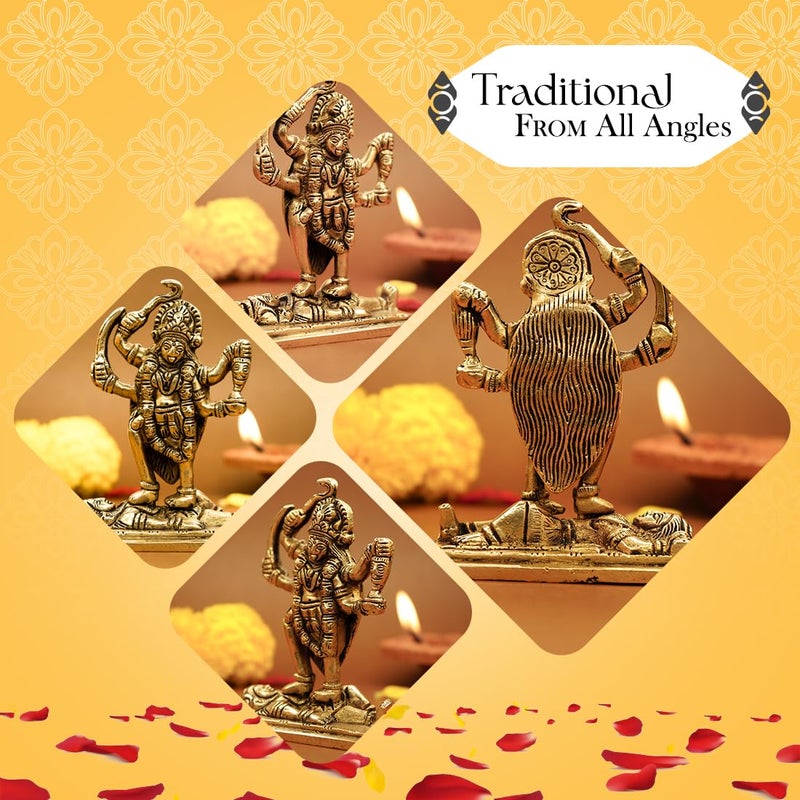 Ekhasa 100% Pure Brass MATA Rani Murti (Size: 11 cm) | Kali Maa Idol for Car Dashboard, Pooja Room, Home Decor & Office Desk | Maa Kaali Goddess Idol | Kali MATA Murti for Home - Image 4